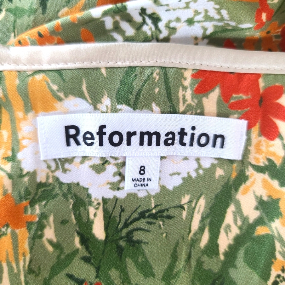 NWT Reformation Poppies Sojourn Silk Dress - Picture 6 of 10